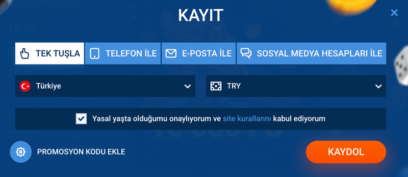 Mostbet’te tek tıkla kayıt